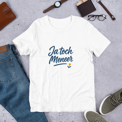 Wit T-shirt – Ja Toch Meneer Script & Tulp bedrukt